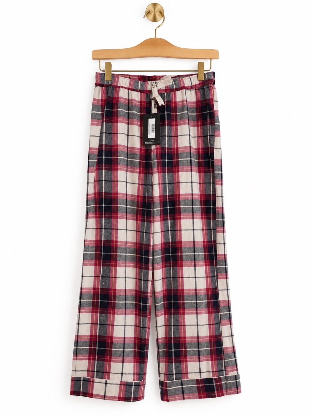 PrettyLittleThing Red Navy Plaid Wide Leg Trousers Size 1X